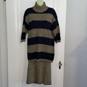 Melrose black &‎ tan silk/polyester sweater & skirt set